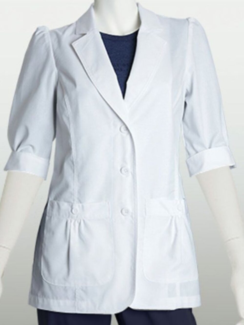 BARCO 4414 Women's Medical Coat w/Back Belt - White